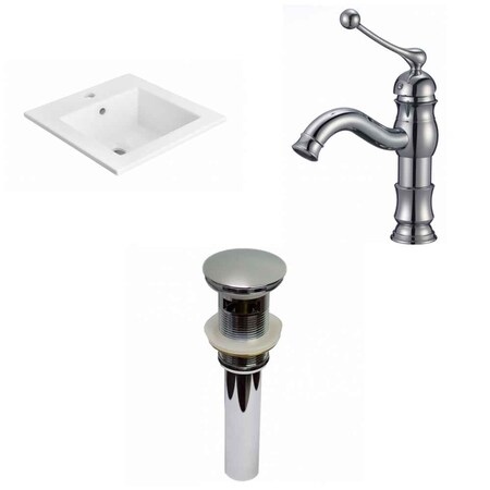 American Imaginations 21-in. W 1 Hole Ceramic Top Set In White Color - Overflow Drain Incl. AI-29653